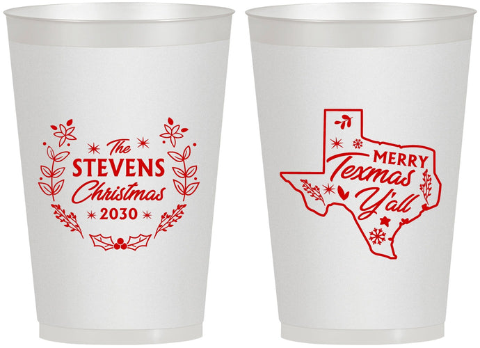 Personalized Christmas 12 oz Frosted Cups - Texmas Yall | 280074