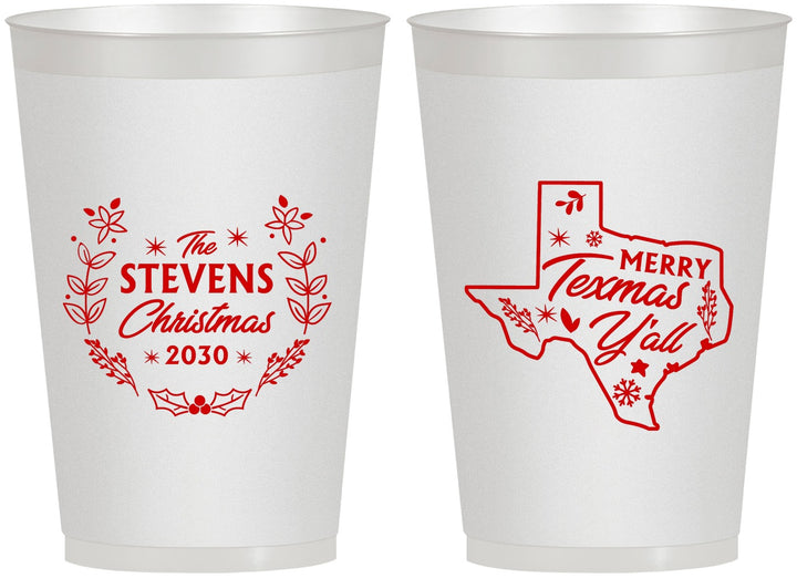 Personalized Christmas 12 oz Frosted Cups - Texmas Yall | 280074