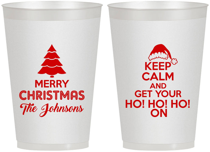 Personalized Christmas 12 oz Frosted Cups - Ho Ho Ho | 280076