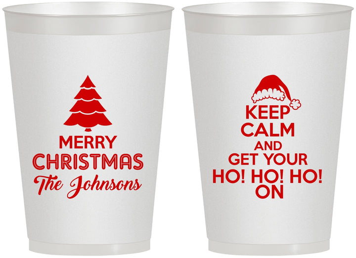 Personalized Christmas 12 oz Frosted Cups - Ho Ho Ho | 280076