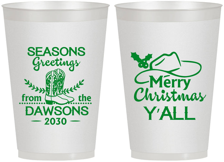 Personalized Christmas 12 oz Frosted Cups - Texas | 280077