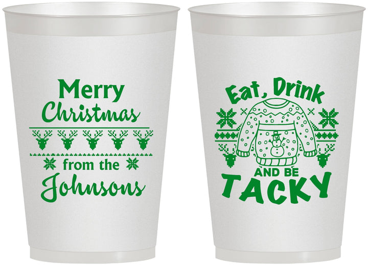Personalized Christmas 12 oz Frosted Cups - Eat Drink Tacky | 280081