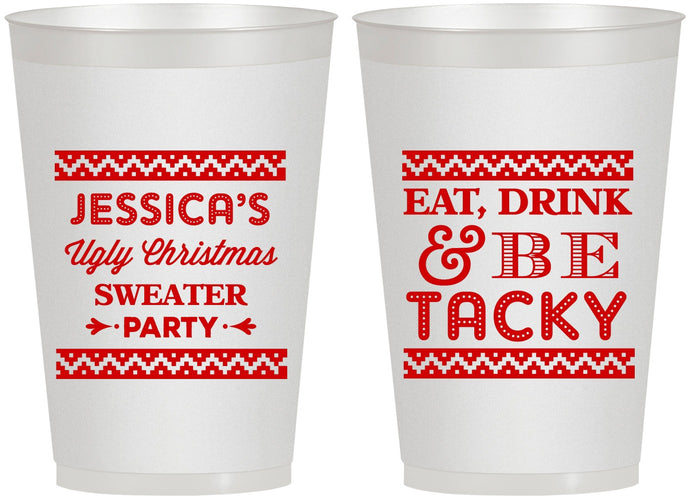 Personalized Christmas 12 oz Frosted Cups - Eat Drink Tacky | 280082