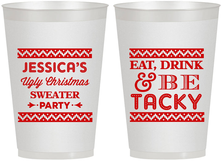 Personalized Christmas 12 oz Frosted Cups - Eat Drink Tacky | 280082