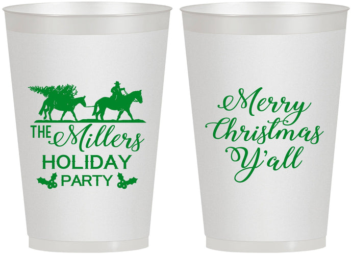 Personalized Christmas 12 oz Frosted Cups - Country | 280087