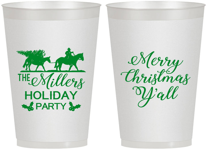 Personalized Christmas 12 oz Frosted Cups - Country | 280087