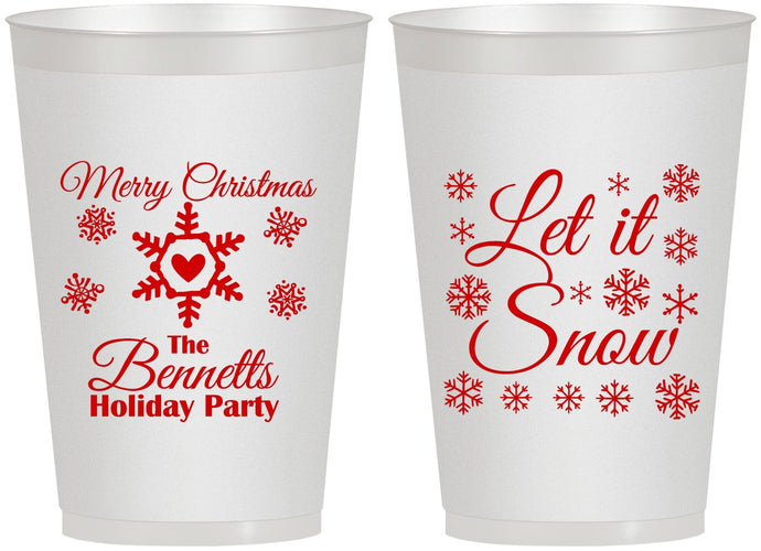 Personalized Christmas 12 oz Frosted Cups - Let Is Snow | 280088
