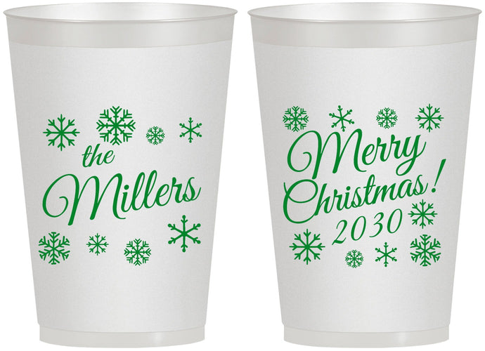 Personalized Christmas 12 oz Frosted Cups - Snowflakes | 280089