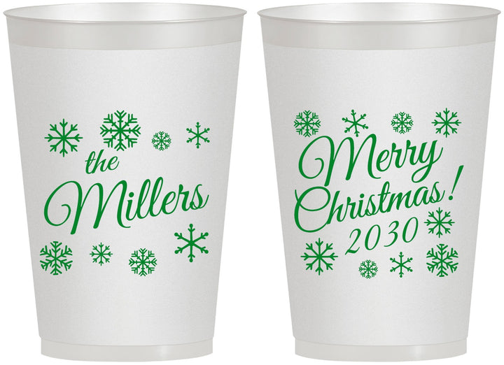 Personalized Christmas 12 oz Frosted Cups - Snowflakes | 280089