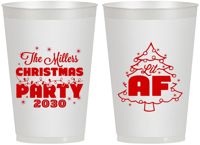 Personalized Christmas 12 oz Frosted Cups - Lit Af | 280090