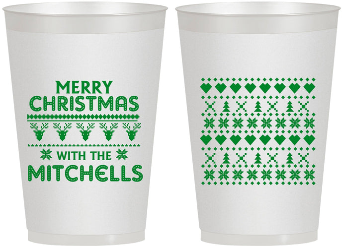 Personalized Christmas 12 oz Frosted Cups - Ugly Sweater | 280091