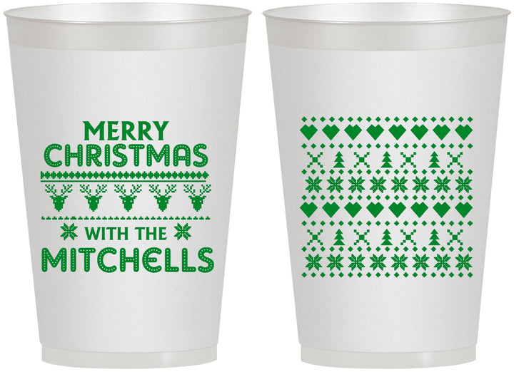 Personalized Christmas 12 oz Frosted Cups - Ugly Sweater | 280091