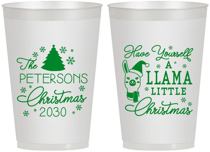 Personalized Christmas 12 oz Frosted Cups - Llama | 280095