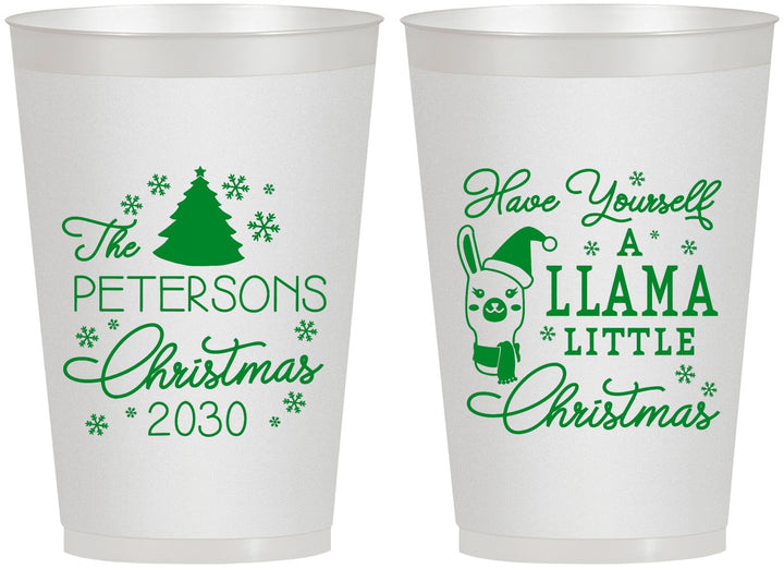 Personalized Christmas 12 oz Frosted Cups - Llama | 280095