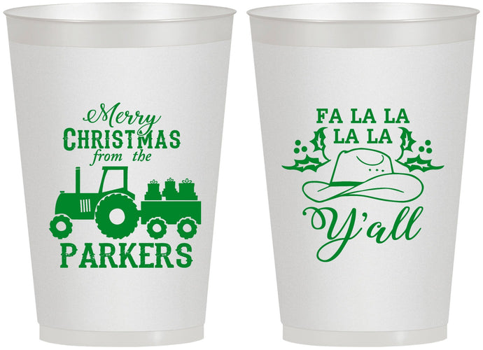 Personalized Christmas 12 oz Frosted Cups - Country | 280097