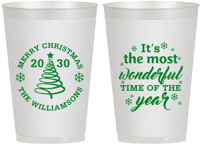 Personalized Christmas 12 oz Frosted Cups - Wonderful Time For A Beer | 280099