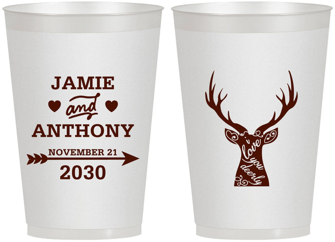 Personalized Wedding 12 oz Frosted Cups - Deer | 282