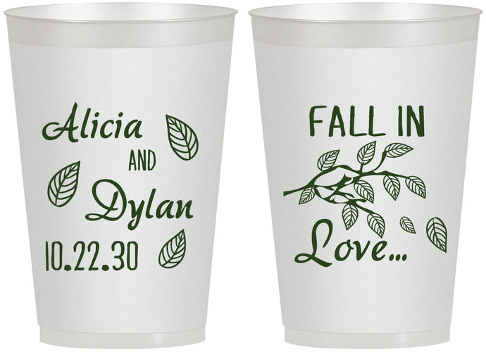 Personalized Wedding 12 oz Frosted Cups - Fall In Love | 283