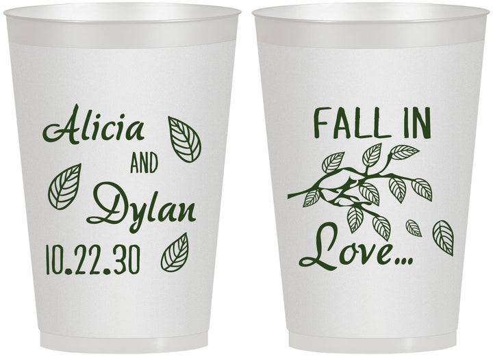Personalized Wedding 12 oz Frosted Cups - Fall In Love | 283