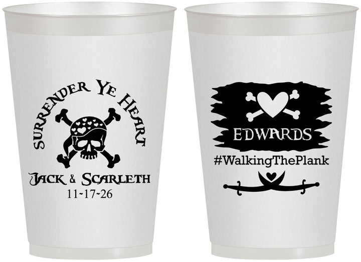 Personalized Wedding 12 oz Frosted Cups - Pirate | 286