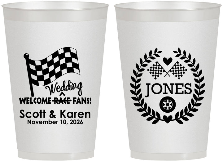 Personalized Wedding 12 oz Frosted Cups - Racing | 289