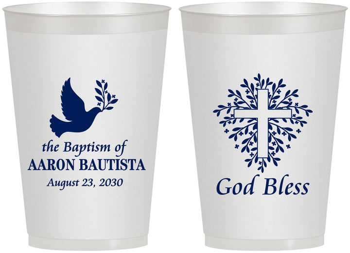Personalized Baptism 12 oz Frosted Cups - God Bless | 290007