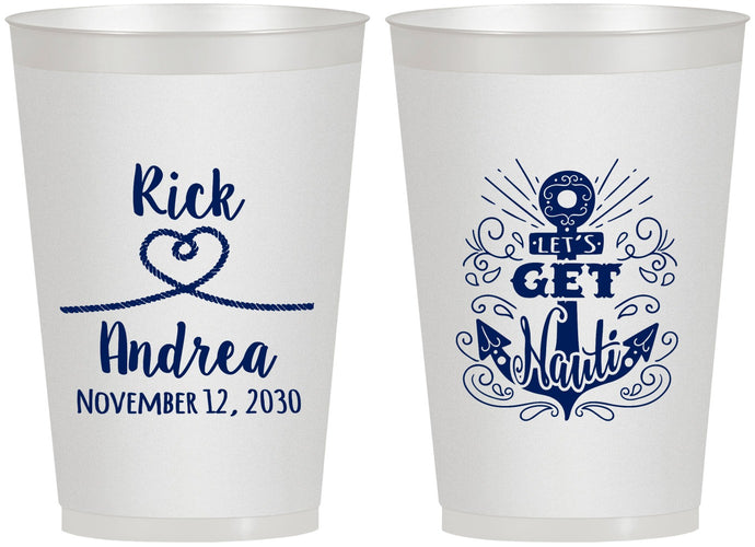 Personalized Wedding 12 oz Frosted Cups - Lets Get Nauti | 292