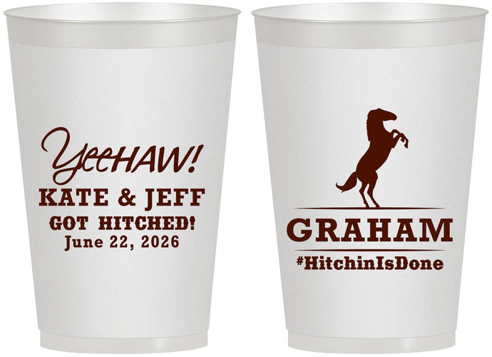 Personalized Wedding 12 oz Frosted Cups - Got Hitched | 296