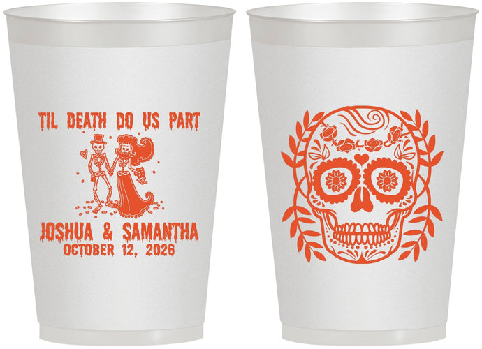 Personalized Wedding 12 oz Frosted Cups - Til Death Do Us Part | 297