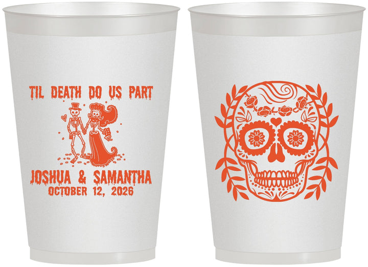 Personalized Wedding 12 oz Frosted Cups - Til Death Do Us Part | 297