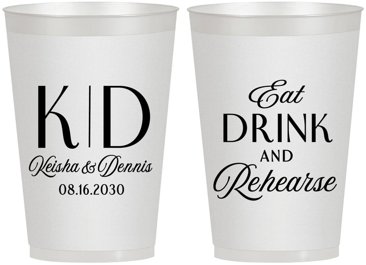 Personalized Rehearsal Dinner 12 oz Frosted Cups - Eat Drink Rehearse | 30000