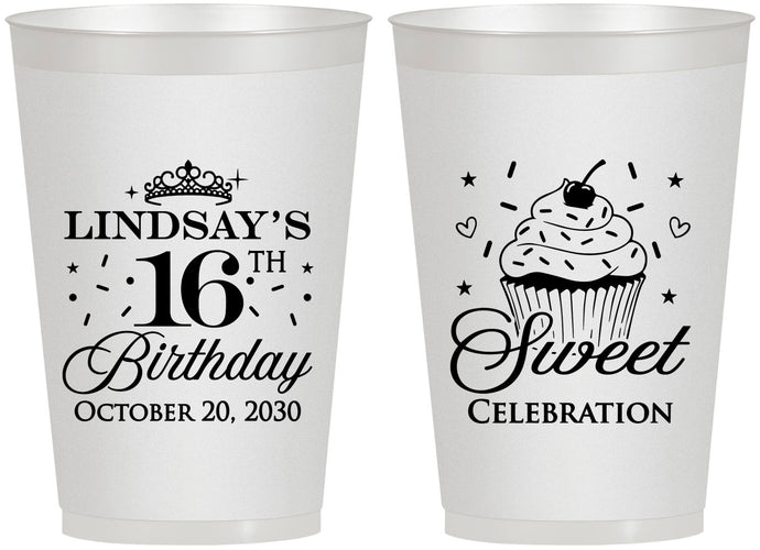 Personalized 16th Birthday 12 oz Frosted Cups - Cupcake | 300000