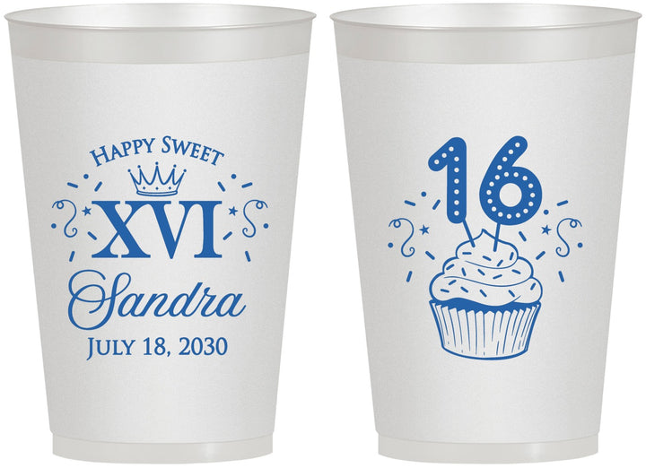 Personalized 16th Birthday 12 oz Frosted Cups - Cupcake | 300007