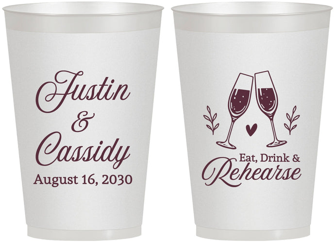 Personalized Rehearsal Dinner 12 oz Frosted Cups - Eat Drink Rehearse | 30001