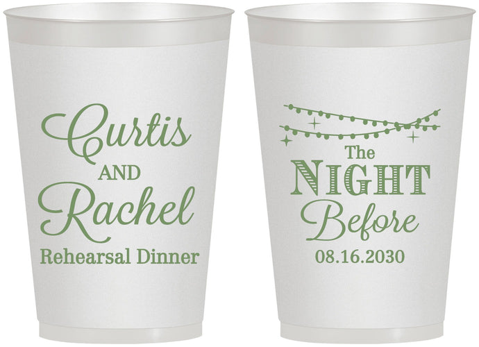 Personalized Rehearsal Dinner 12 oz Frosted Cups - The Night Before | 30006