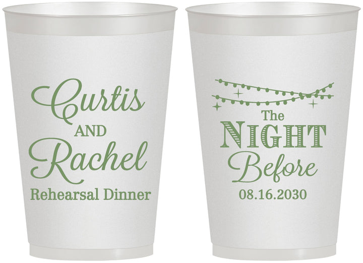 Personalized Rehearsal Dinner 12 oz Frosted Cups - The Night Before | 30006