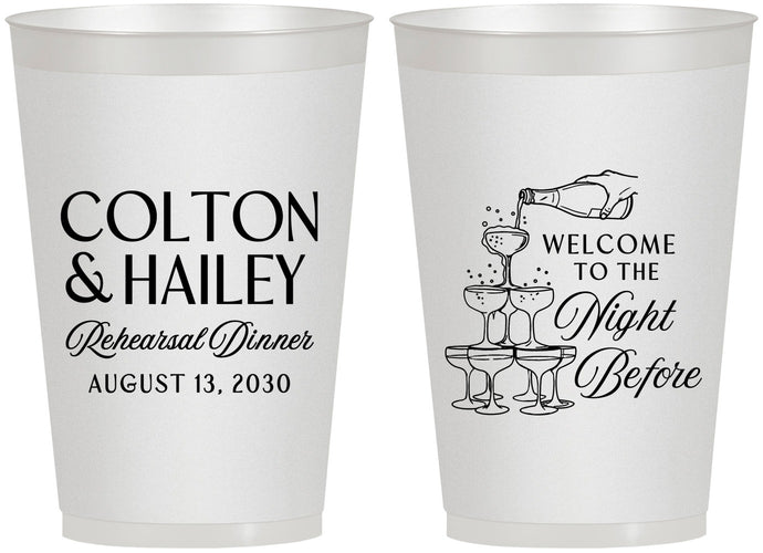 Personalized Rehearsal Dinner 12 oz Frosted Cups - The Night Before | 30007