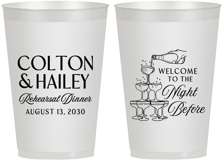 Personalized Rehearsal Dinner 12 oz Frosted Cups - The Night Before | 30007