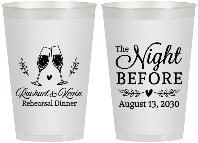 Personalized Rehearsal Dinner 12 oz Frosted Cups - The Night Before | 30008