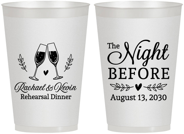Personalized Rehearsal Dinner 12 oz Frosted Cups - The Night Before | 30008