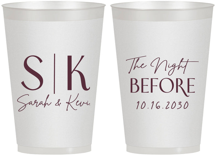 Personalized Rehearsal Dinner 12 oz Frosted Cups - The Night Before | 30009