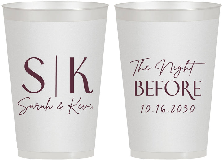 Personalized Rehearsal Dinner 12 oz Frosted Cups - The Night Before | 30009