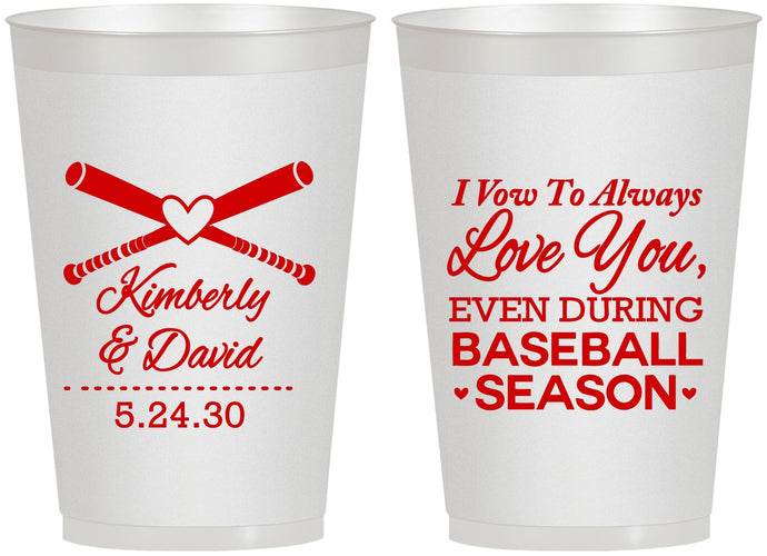 Personalized Wedding 12 oz Frosted Cups - Baseball | 301