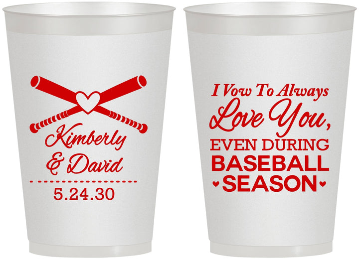 Personalized Wedding 12 oz Frosted Cups - Baseball | 301