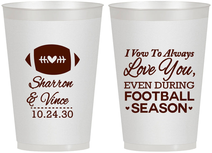 Personalized Wedding 12 oz Frosted Cups - Football | 302