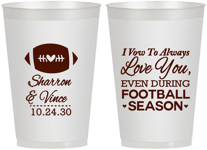 Personalized Wedding 12 oz Frosted Cups - Football | 302