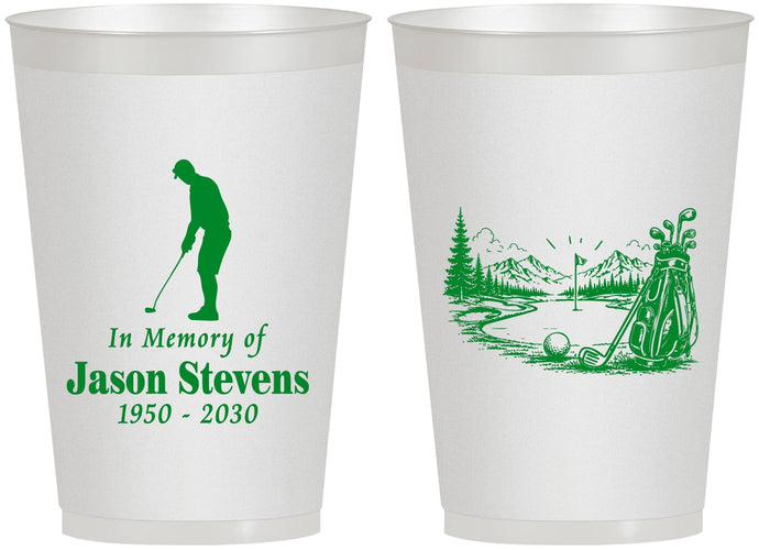 Personalized Memorial 12 oz Frosted Cups - Heavens Finest Fairways | 310009