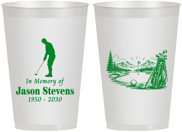 Personalized Memorial 12 oz Frosted Cups - Heavens Finest Fairways | 310009