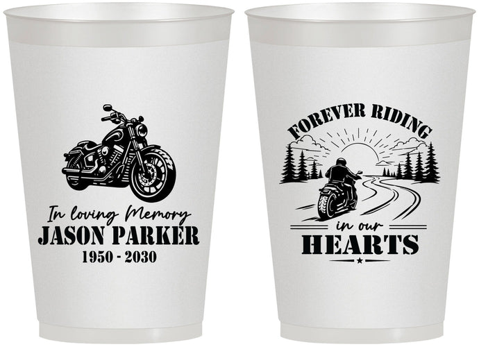 Personalized Memorial 12 oz Frosted Cups - Riding In Our Hearts | 310014