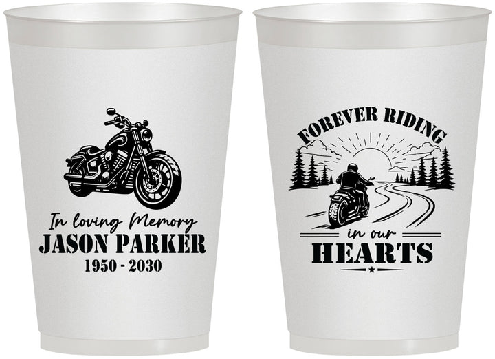 Personalized Memorial 12 oz Frosted Cups - Riding In Our Hearts | 310014